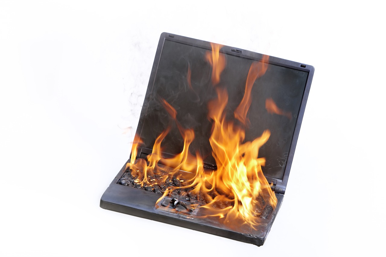 Laptop on fire